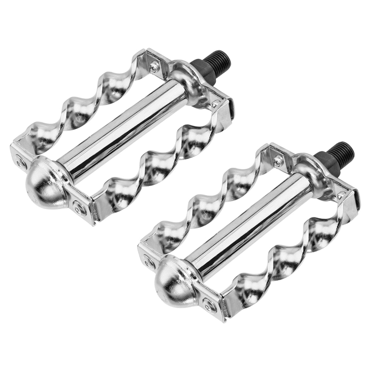 metal bicycle pedals Lowrider Twisted Flat Pedals 1/2" Chrome