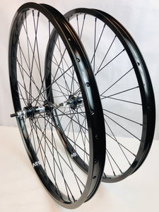 SgvBicycles Wheels 26" Fits 26"x1.75" ~ 2.125" / Black Fixed Gear BMX 26In Bicycle Fixie, Track FGFS Wheel set Double Walls Sealed Bearing