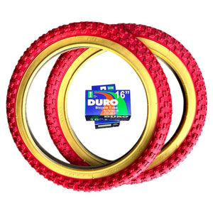 Duro Components 16 x 2.125" / Red/Gum Duro Comp III  BMX Tires 16 x 2.125