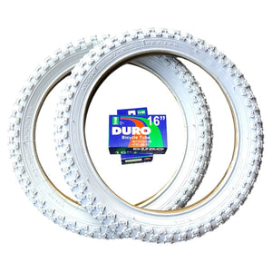 Duro Components 16 x 2.125" / White Duro Comp III  BMX Tires 16 x 2.125
