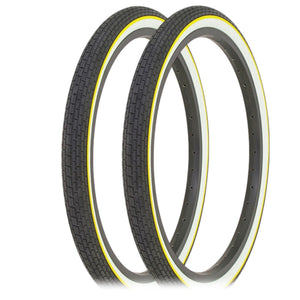 Duro Components 20 x 1.75" / Black/White Side Wall Yellow Line Duro 20 x 1.75 Black/White Side Wall Yellow, Red, Blue, Wall