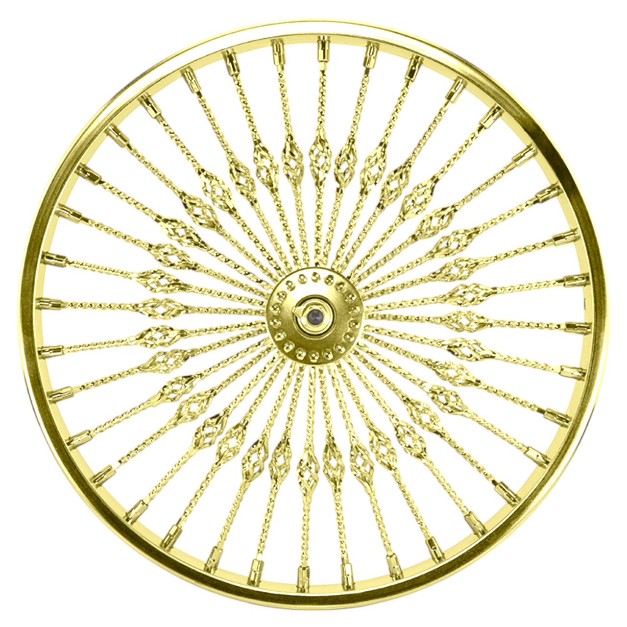 Lowrider 26-Inch Steel Front Or Coaster Wheel – 144 Spoke, 14G, Gold Finish