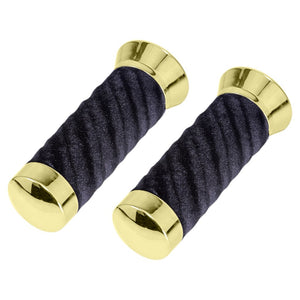 Lowrider Components Black Lowrider Custom Swirl Velour Grips 7/8 long 130mm Gold