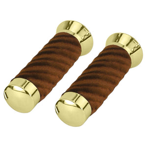 Lowrider Components Brown Lowrider Custom Swirl Velour Grips 7/8 long 130mm Gold