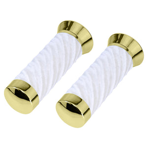 Lowrider Components White Lowrider Custom Swirl Velour Grips 7/8 long 130mm Gold