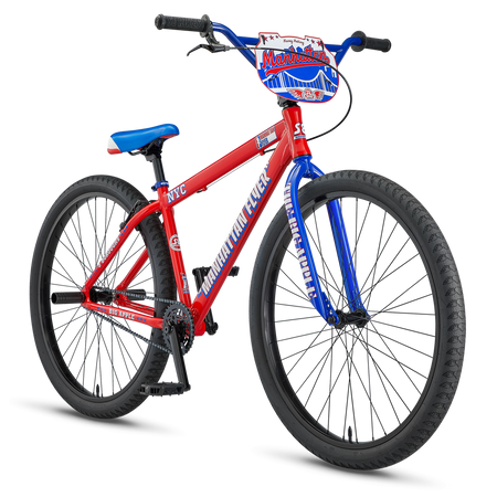 Selle BMX vinyle rouge ALTA et triangle 125 mm poignées roses Selle BMX vinyle rouge ALTA et triangle 125 mm poignées roses