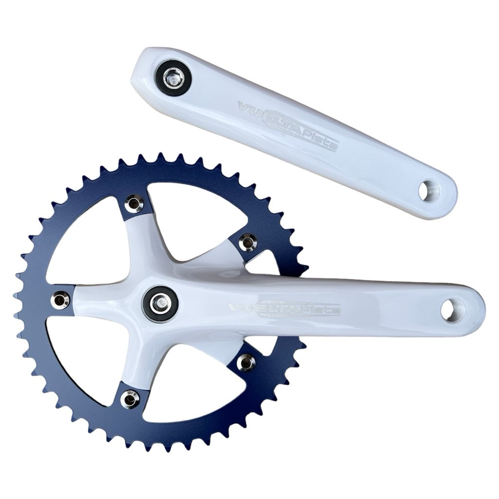 Vuelta Pista Track 46T 130/BCD Crankset White/Blue | Sgvbicycles