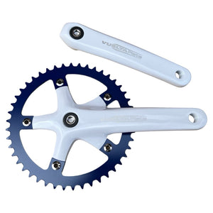 Vuelta Components White/Blue / 170mm Vuelta Pista Track 46T 130/BCD Crankset White/Blue