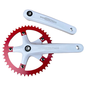 Vuelta Components White/Red / 170mm Vuelta Pista Track 46T 130/BCD Crankset White/Red
