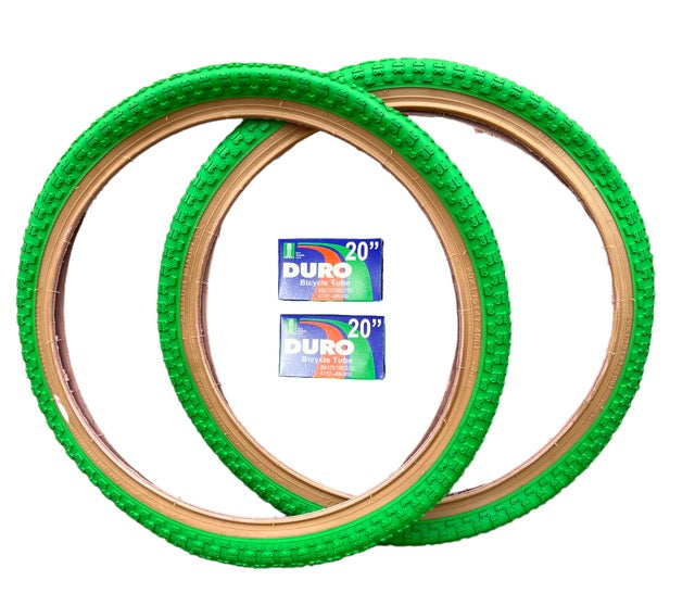 20 inch bmx bicycle tires Wanda Comp III 20 x 1.75" Green Gum Wall Tires