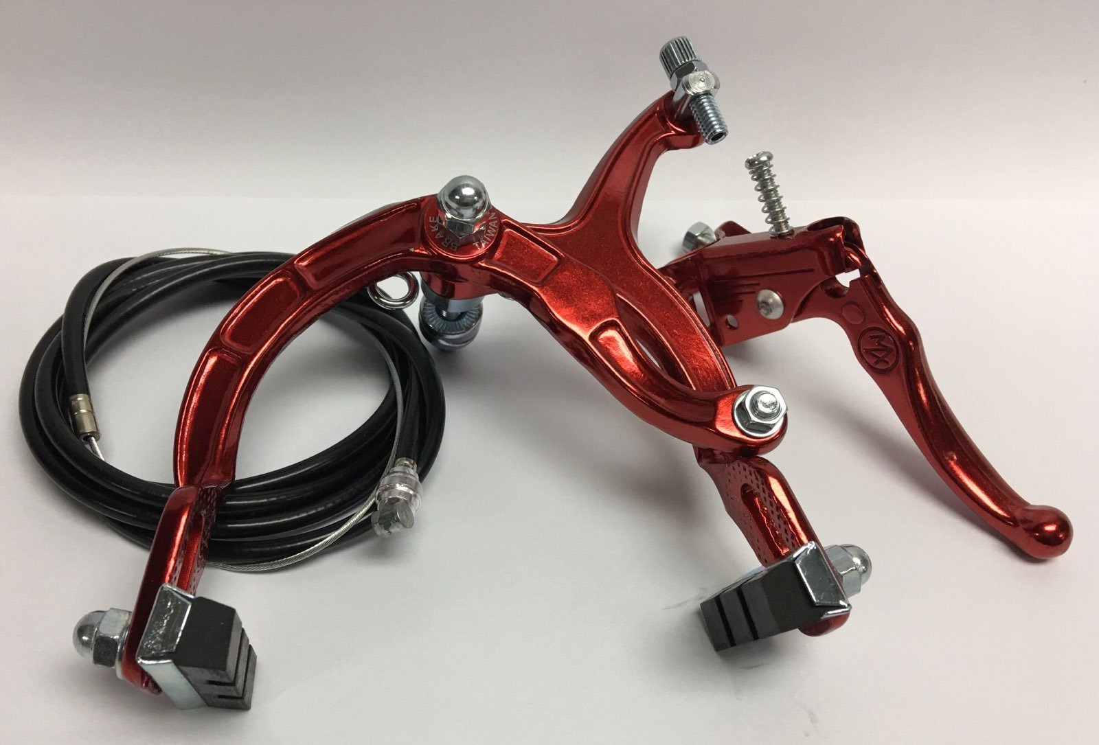 bmx bicycle brakes Old School BMX Brake Set Bike MX Brake Set Lever Cable Caliper Red