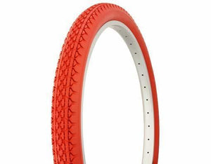 Duro Components Red Tires &quot; You Get 2 Per Purchase &quot; Duro 26"x2.125" Beach Cruiser Color Bicycle Tires