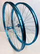 SgvBicycles Wheels 26" Fits 26"x1.75" ~ 2.125" / Blue Fixed Gear BMX 26In Bicycle Fixie, Track FGFS Wheel set Double Walls Sealed Bearing