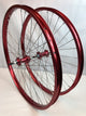 SgvBicycles Wheels 26" Fits 26"x1.75" ~ 2.125" / Red Fixed Gear BMX 26In Bicycle Fixie, Track FGFS Wheel set Double Walls Sealed Bearing