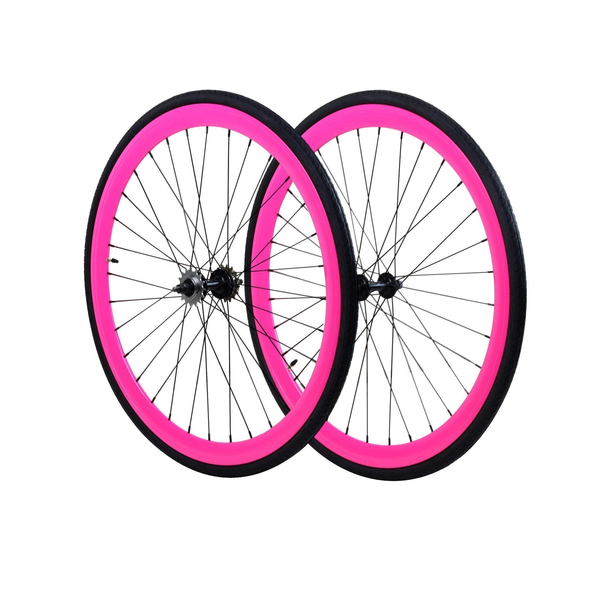 fixed gear bike wheel Durock Single Speed Fixie Flip-Flop Track Wheelset, Pink / 700c