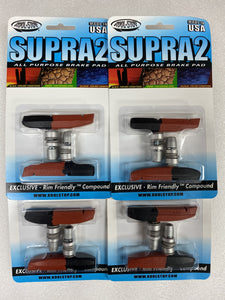 Uno Components Kool Stop Supra 2 pads, threaded, dual compound all weather