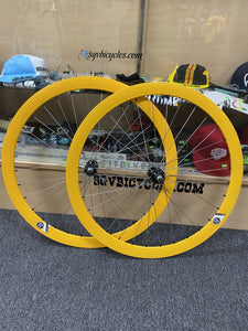 Uno Wheels Yellow / 700c / 16T 42mm Origin8 Fixed Gear Wheelset 700c W / Flip-flop hub